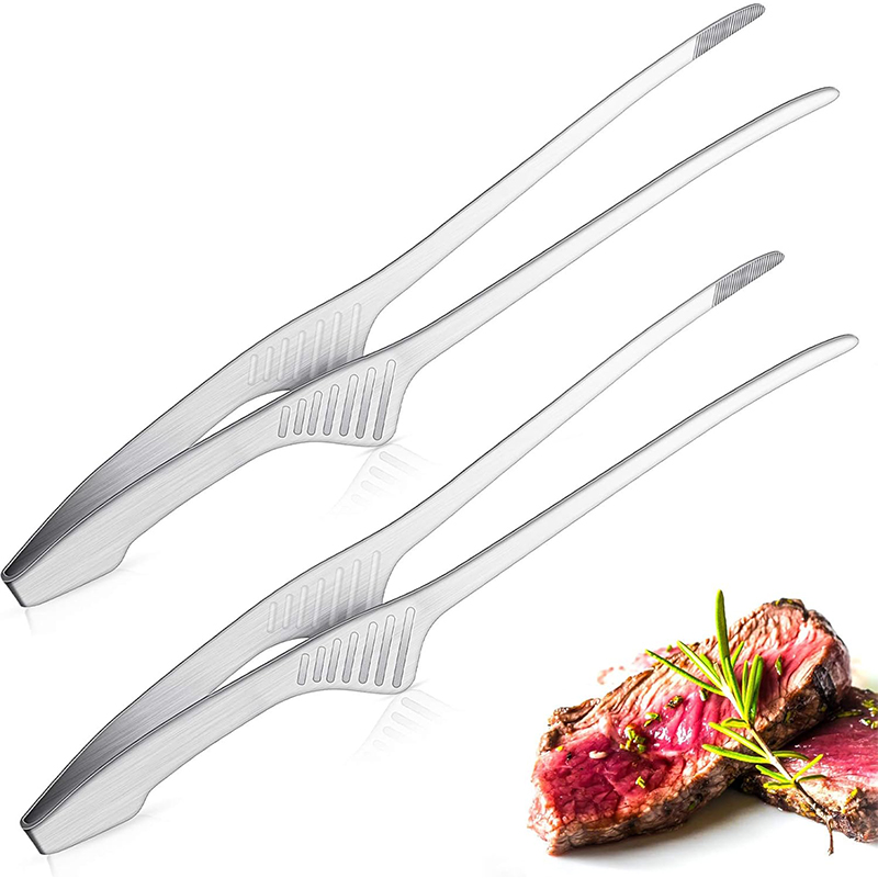 Korean Kitchen Gadgets - LMETJMA สแตนเลสสตีลแหนบย่าง Patelai เกาหลีและญี่ปุ่นแหนบบาร์บีคิวไม่ลื่นแหนบอาหารครัว Self-Standing แหนบ