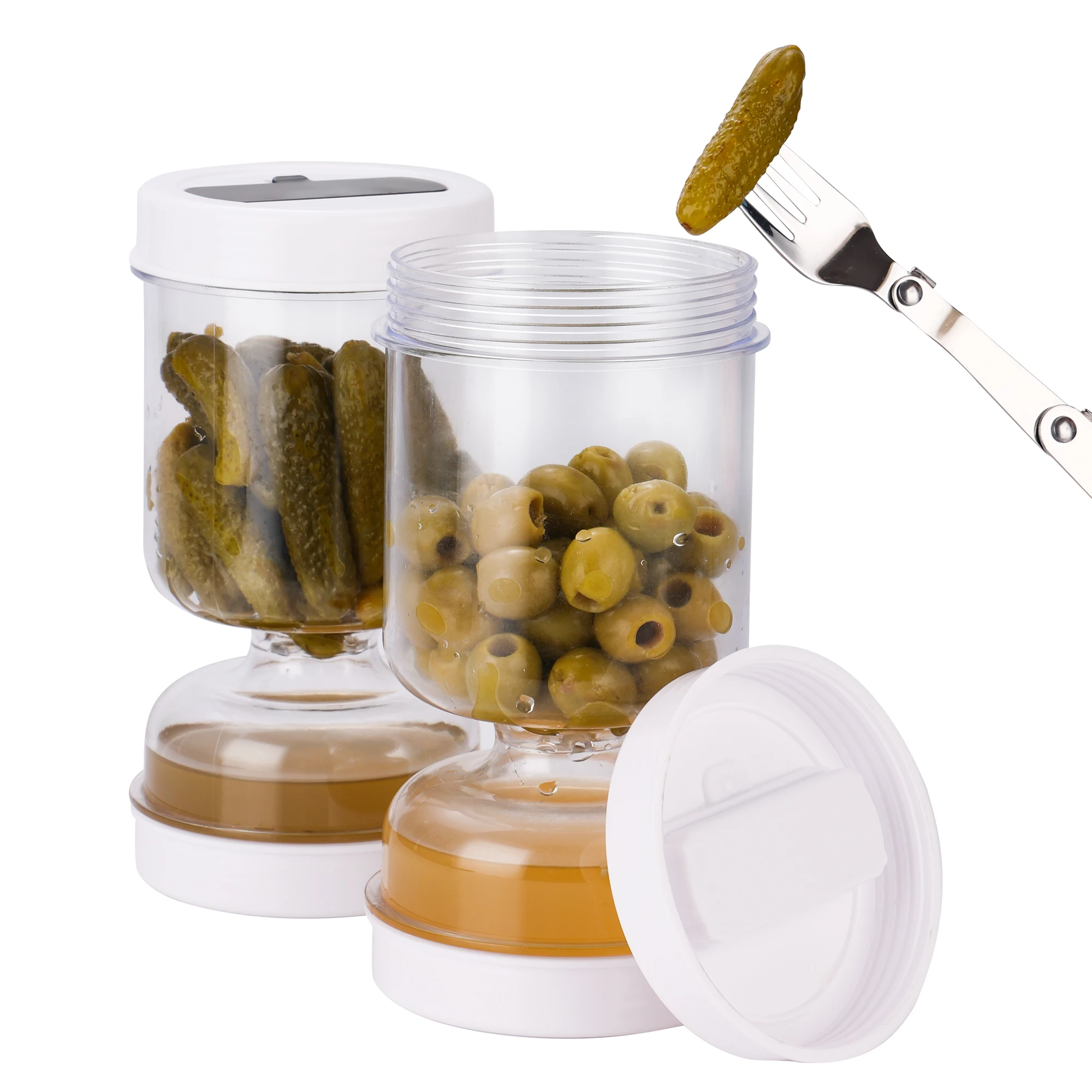 Korean Kitchen Gadgets - ผักดอง Jar ส้อมแห้งและเปียกเครื่องดอง Pickle และมะกอกนาฬิกาทราย Jar