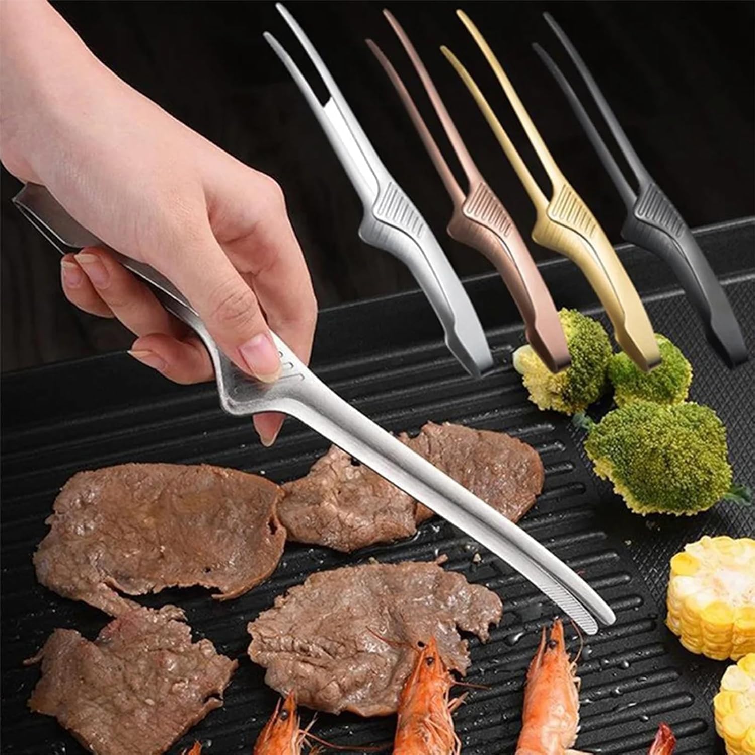 Korean Kitchen Gadgets - 1/2/5 ชิ้น ที่คีบอาหารสแตนเลส ที่คีบอาหารเกาหลี บาร์บีคิว สเต็ก