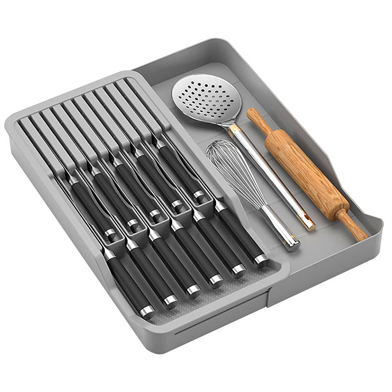 ที่ใส่มีดแบบพับเก็บได้พร้อมถาด - Kitchen Gadgets Hacks บทวิจารณ์และราคา