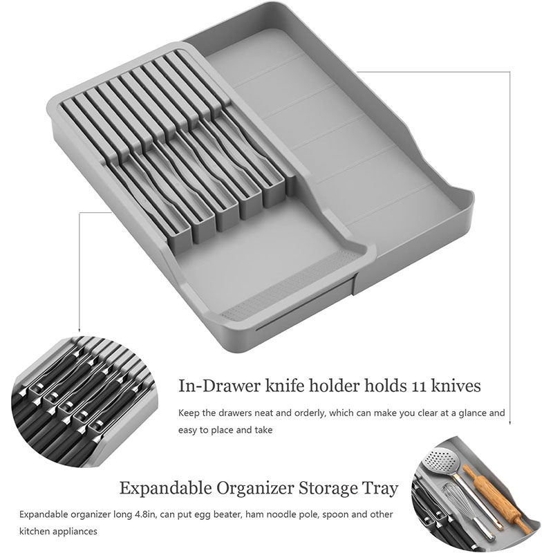 ที่ใส่มีดแบบพับเก็บได้พร้อมถาด - Kitchen Gadgets Hacks บทวิจารณ์และราคา